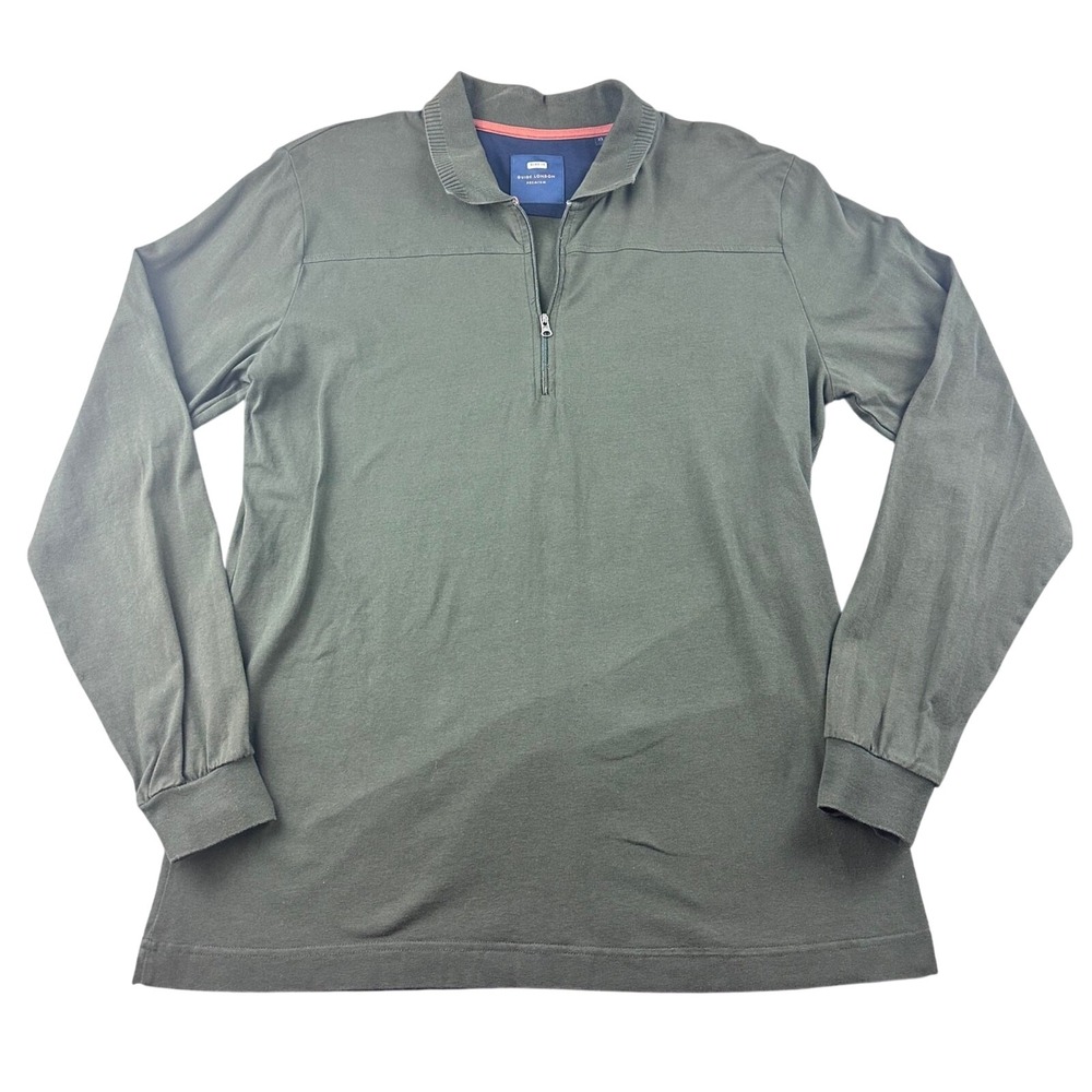 Guide London Polo Shirt Men XL Green 1/4 Zip Long Sleeve Capsule Wardrobe Work